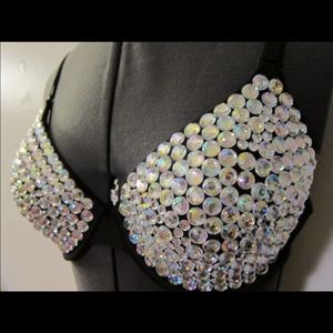 Embellished bra with acrylic rhinestones- 38B